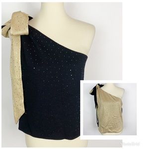 ST. JOHN Reversible One Shoulder Santana Knit Top